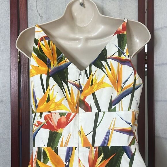 KAREN MILLEN BIRD OF PARADISE PRINT FIT & FLARE  DRESS US 8 UK12 EU40 - Picture 3 of 10